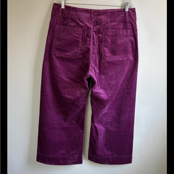 Anthropologie Maeve The Collette Corduroy Wide Leg Pants Grape Purple Size 33 - Picture 5 of 13